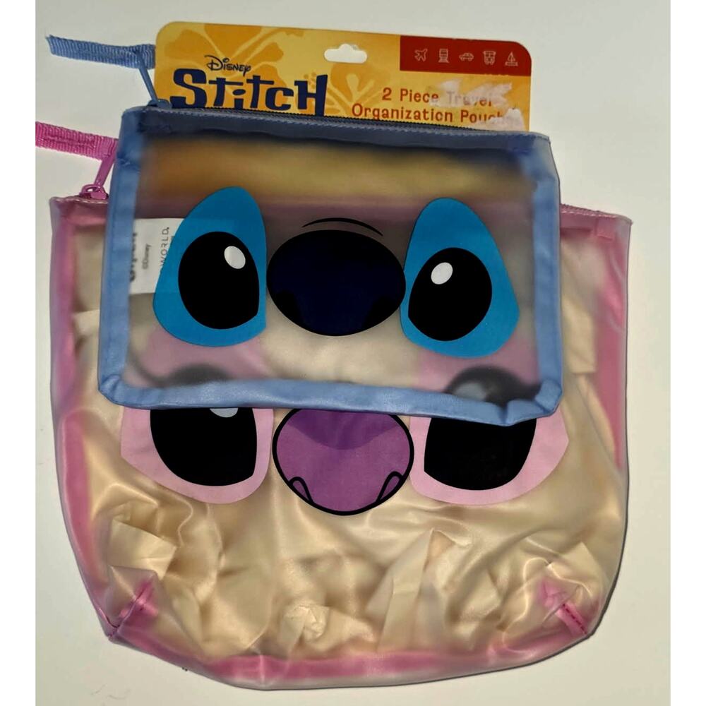 Disney's Stitch and Angel Two Piece Travel Organizer Makeup Pouch | NEW - Picture 1 of 4